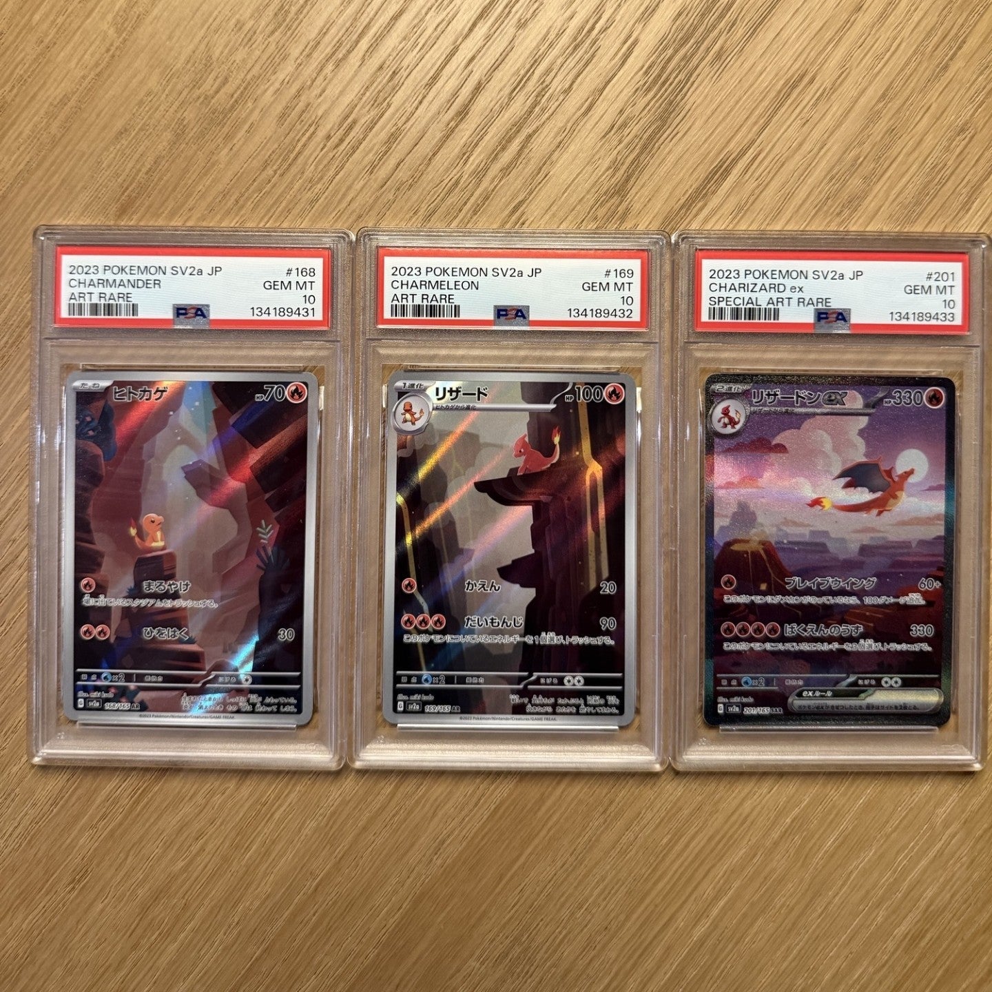 Japansk Charmander, Charmeleon & Charizard - 151 - PSA 10
